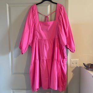 Hot Pink Peasant Dress